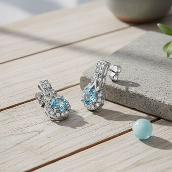 D'Joy AA blaue und wei&szlig;e Zirkon Ohrringe - 2 ct.