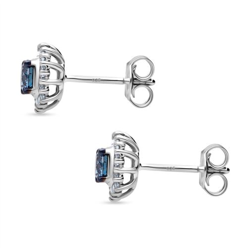 LUXURIOUS DIAMOND -Lab Grown Blauer Diamant SI, Lab Grown Diamant Ohrringe 925 Silber rhodiniert ca. 0.98 ct image number 3