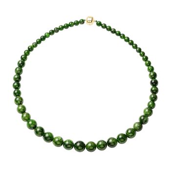 Nat&uuml;rliche Chromdiopsid Halskette, ca. 45 cm, 925 Silber vergoldet ca. 275.00 ct