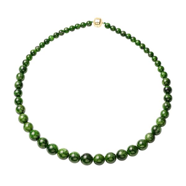 Nat&uuml;rliche Chromdiopsid Halskette, ca. 45 cm, 925 Silber vergoldet ca. 275.00 ct