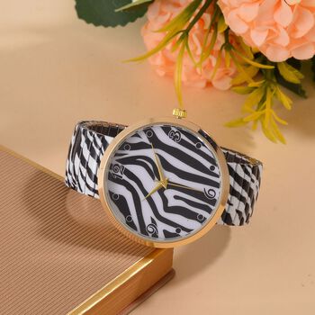 STRADA - Japanisches Uhrwerk, Flexible Uhr, Zebra Muster