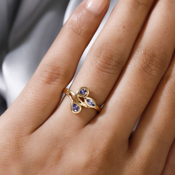 Tansanit Ring 925 Silber vergoldet  ca. 0,51 ct image number 3