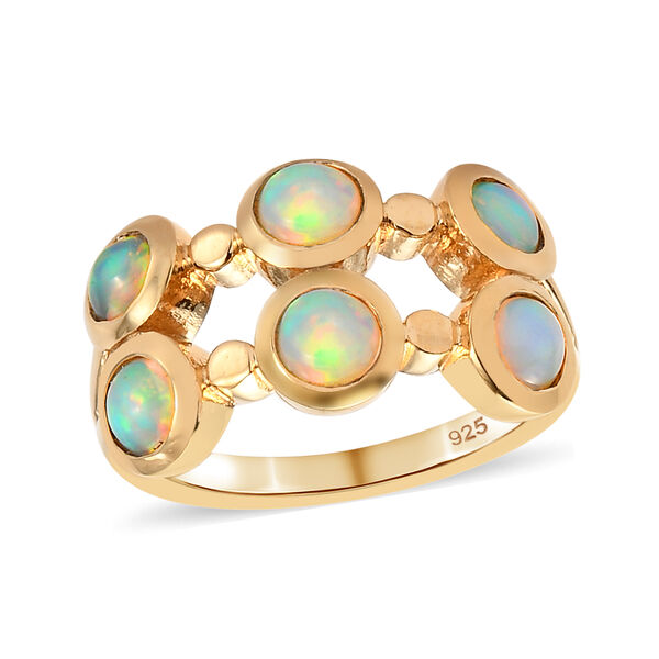 Nat&uuml;rlicher, &auml;thiopischer Opal-Ring, 925 Silber vergoldet  ca. 1,05 ct image number 4