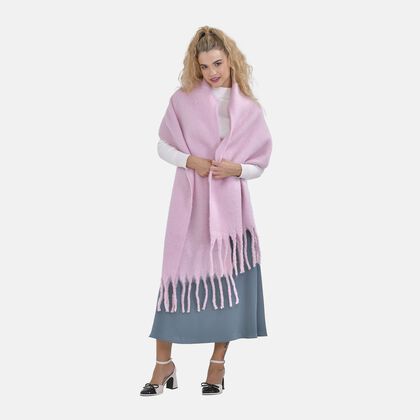 Oversize Kuschel-Schal mit Quasten, Rosa