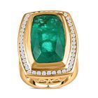Smaragd-Quarz-Triplette, weißer Zirkon Ring, 925 Silber Gelbgold Vermeil (Größe 18.00) ca. 16.82 ct image number 3