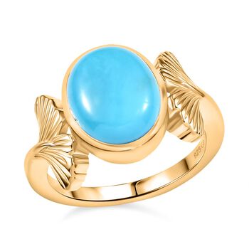 GP Italienische Garten Kollektion - AA Sleeping Beauty T&uuml;rkis, Kanchanaburi Blauer Saphir Ring 925 Silber 750 Gelbgold Vermeil (Gr&ouml;&szlig;e 17.00) ca. 2.77 ct