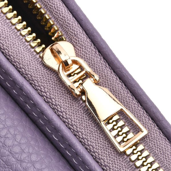 Crossbody-Tasche mit Klappfach, gemustertem Trageriemen und RFID-Schutz - 19x5x11 cm, Lila image number 6