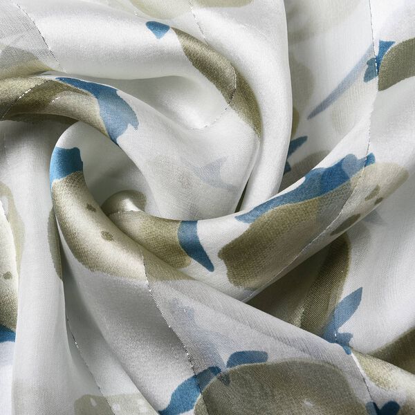 LA MAREY: Bedruckter Schal aus 100% Maulbeerseide, Erdbeermuster, inkl. Geschenkbox, Weiß-Sandfarben  image number 5