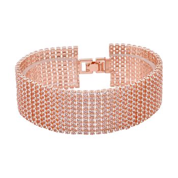 Mehrreihiges Kristall Carpet Armband, ca. 19 cm, ros&eacute;farben