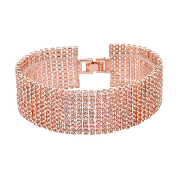 Mehrreihiges Kristall Carpet Armband, ca. 19 cm, ros&eacute;farben