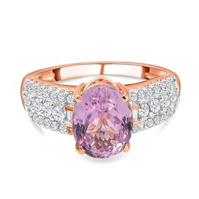 AA Martha Rocha Kunzit und weißer Zirkon-Ring in 925 Silber mit Roségold Vermeil