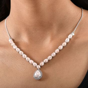 Djoy AA Natrolith Halskette ca. 45 cm 925 Silber rhodiniert ca. 26,39 ct.