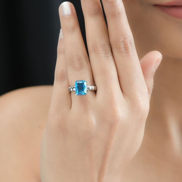 Karibik Quarz Triplette Ring, 316L Edelstahl (Größe 20.00) ca. 3.42 ct image number 3