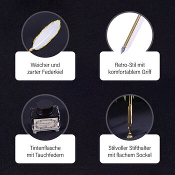 Vintage Kalligraphie-Schreibstift mit Tinte und Geschenkbox, Wei&szlig;