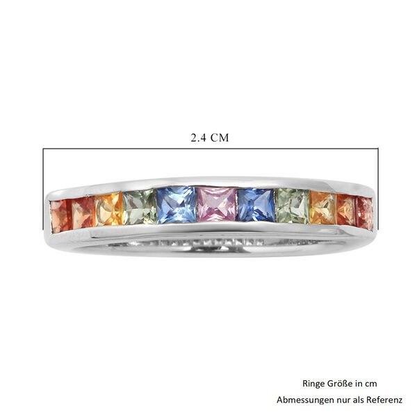 Regenbogen Saphir Half Eternity Band Ring 925 Silber Platin-Überzug image number 5