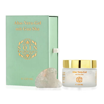 SQIN Botanicals - Aloe Vera Gel Set 225 ml mit Rauchquarz Gua Sha