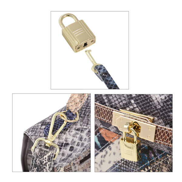 Chaos by Elsie: Patchwork Schultertasche aus 100% echtem Leder mit RFID Schutz, Mehrfarbig image number 5