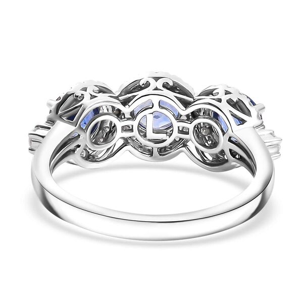 LUXORO zertifiziert und gepr&uuml;ft AAA blauer ceylonfarbener Saphir und Diamant Ring in 585 Wei&szlig;gold - 3,12 ct. image number 5