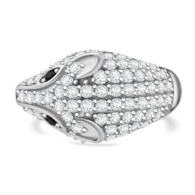 Lustro Stella Schwarzer Zirkonia, Weißer Zirkonia Panther Ring 925 Silber rhodiniert (Größe 17.00)