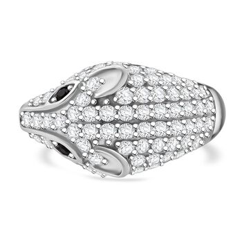 Lustro Stella Schwarzer Zirkonia, Wei&szlig;er Zirkonia Panther Ring 925 Silber rhodiniert (Gr&ouml;&szlig;e 17.00)