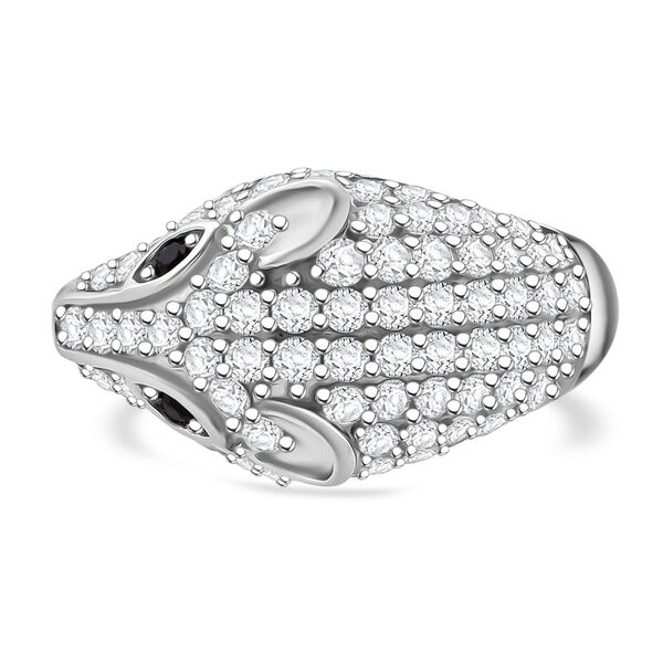 Lustro Stella Schwarzer Zirkonia, Wei&szlig;er Zirkonia Panther Ring 925 Silber rhodiniert (Gr&ouml;&szlig;e 17.00)