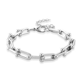 Designer inspiriert - Silberfarbe Armband ca. 18 cm + 3.5 cm Extender, 316L Edelstahl ca. 15,30g