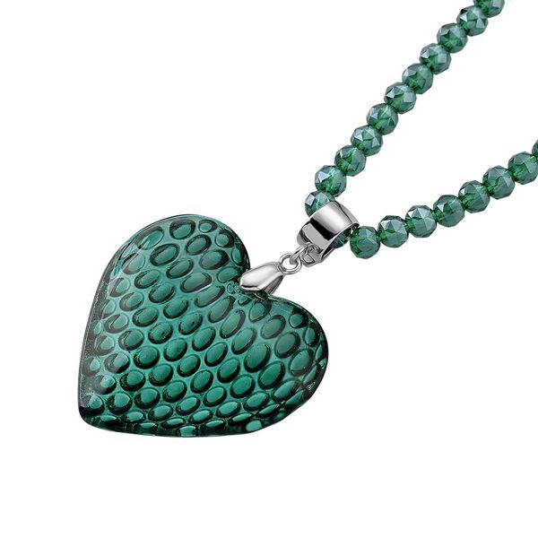 2er Set - Gr&uuml;ner Herz Anh&auml;nger und beads Halskette mit  Varioclip-Verschluss, ca. 50 cm image number 3