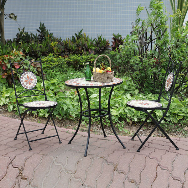 3er-Set - Mosaik-Tisch und 2 Mosaik-St&uuml;hle, Terracotta&nbsp; image number 1