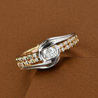88 Facetten Moissanit Ring 925 Silber Bicolor  ca. 0,40 ct image number 1