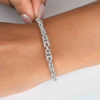 Handgefertigte Verlaufs K&ouml;nigskette Armband, 925 Silber rhodiniert ca. 19 cm ca. 9,51g