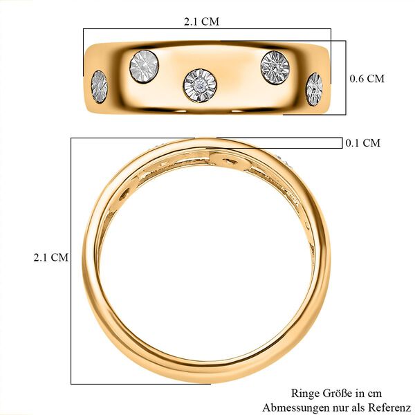 Wei&szlig;er Diamant Ring 925 Silber 750 Gelbgold Vermeil (Gr&ouml;&szlig;e 18.00) image number 7