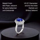 RHAPSODY Tansanit und Diamant floraler Halo-Ring in Platin image number 2