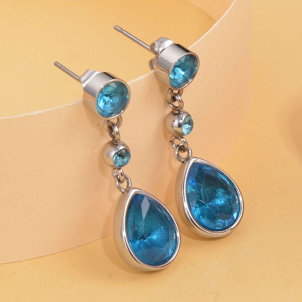Blaue Zirkonia Ohrringe, Edelstahl ca. 12,40 ct image number 2