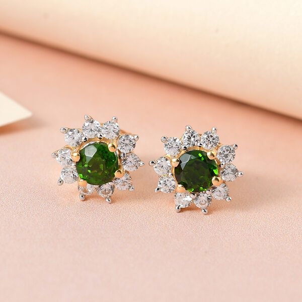 Natürliche Chromdiopsid und Zirkon-Ohrringe - 1,15 ct. image number 1