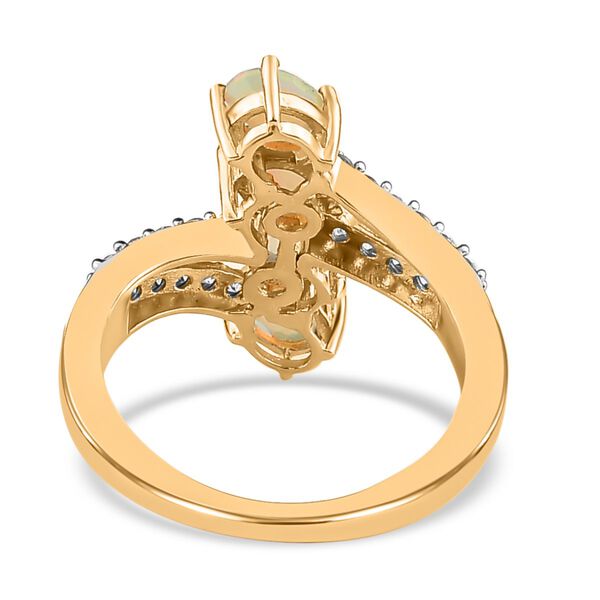 Nat&uuml;rlicher, &auml;thiopischer Welo Opal und Zirkon-Ring, 925 Silber Gelbgold Vermeil, 1,26 ct. image number 6