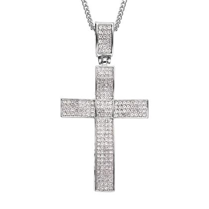 DIAMOON weißer Kristall-Anhänger mit Kette - 10 ct.