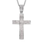 Weißer Kristall Kreuz-Anhänger mit Kette, silberfarben