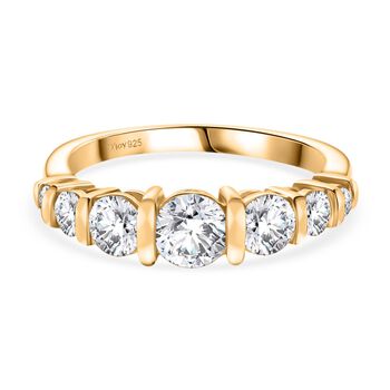 Moissanit Ring, 925 Silber 750 Gelbgold Vermeil - 1,12 ct.