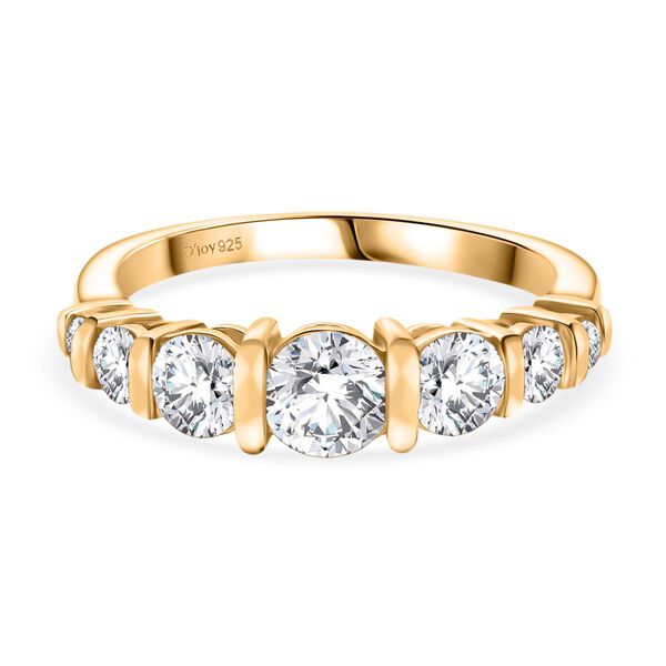 Moissanit Ring, 925 Silber 750 Gelbgold Vermeil - 1,12 ct.