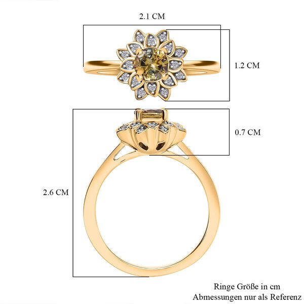 AA Nat&uuml;rlicher goldener Tansanit, Moissanit Ring 925 Silber 750 Gelbgold Vermeil (Gr&ouml;&szlig;e 21.00) ca. 0,60 ct image number 6