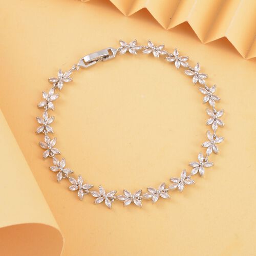 Weißes Zirkonia Armband ca. 19 cm Reines Messing ca. 4.00 ct image number 1