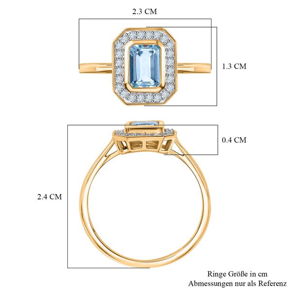 AAA Santamaria Aquamarin, Wei&szlig;er Diamant Ring 585 Gelb Gold (Gr&ouml;&szlig;e 18.00) ca. 1,05 ct image number 7