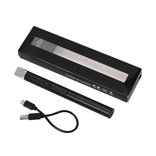 Elektrisches wiederaufladbares Lichtbogenfeuerzeug mit einziehbarem Kopf, schwarz image number 0