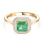 AAA Kagem Sambischer Smaragd, Wei&szlig;er Diamant Ring 585 Gold (Gr&ouml;&szlig;e 19.00) ca. 1,36 ct