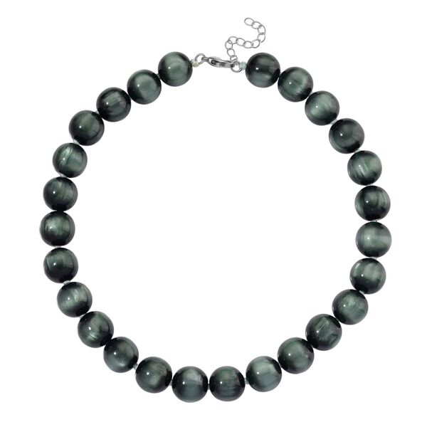 Simuliertes flexibles grünes Katzenauge Armband und 45+5cm Halskette image number 3