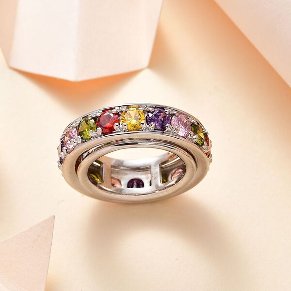 Mehrfarbiger Zirkonia Spinning-Ring - 7,65 ct. image number 8