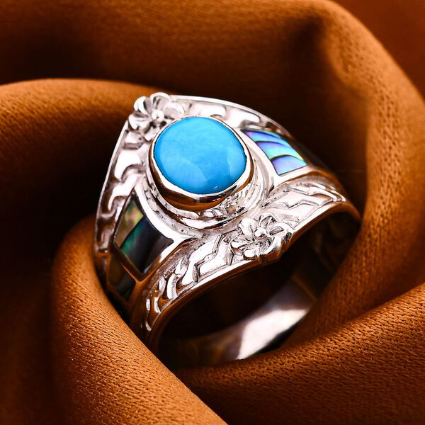 Royal Bali Kollektion - Sleeping Beauty T&uuml;rkis und Abalone Muschel Ring - 2,30 ct. image number 1
