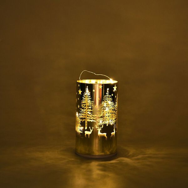 Wintertraum-Kollektion - LED-Tischlampe mit Drehfunktion, Rentier- und Tannenbaum-Motiv, Silber image number 2