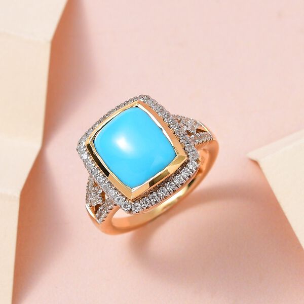 Sleeping Beauty T&uuml;rkis und Zirkon Halo Ring - 5,94 ct. image number 2