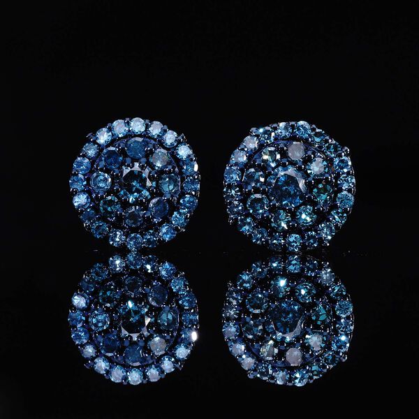 Blauer Diamant Ohrringe 925 Silber platiniert ca. 0.50 ct image number 1